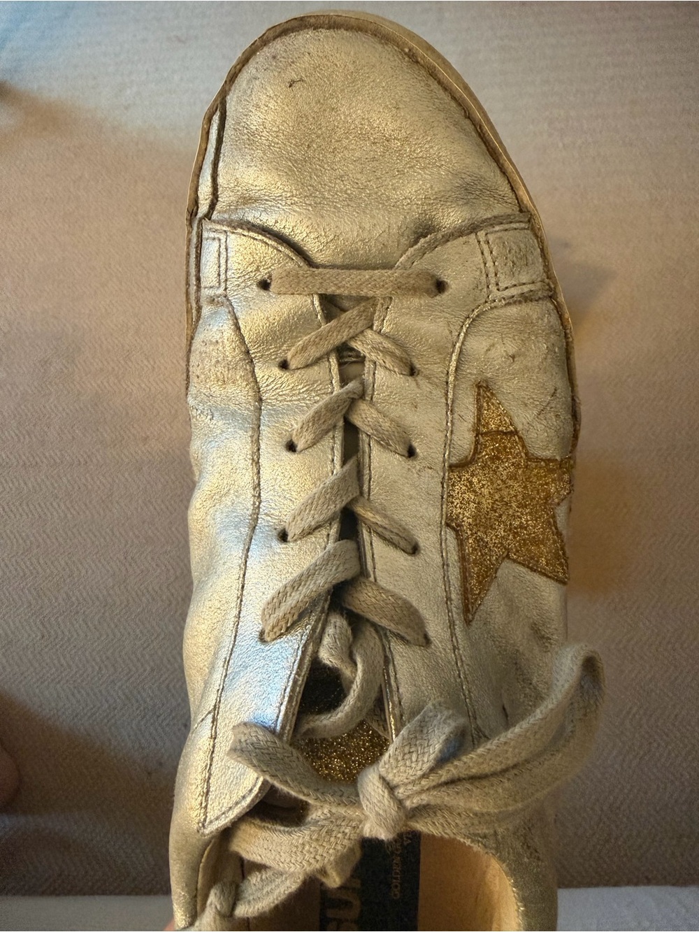 Golden Goose Gold and Silver Hi-Star Sneakers - Picture 5 of 11